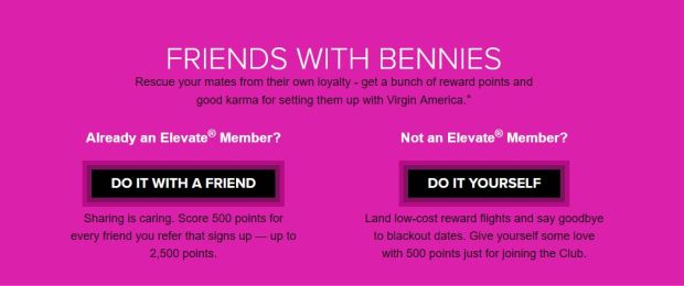 Virgin America Elevate points