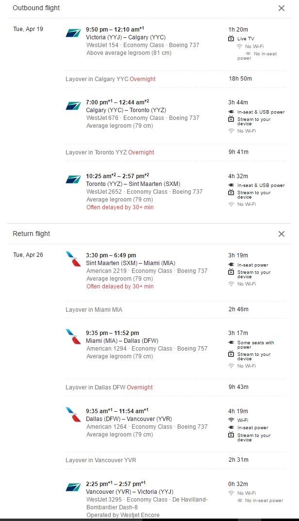 YYJ to SXM April 4 2016 google flights